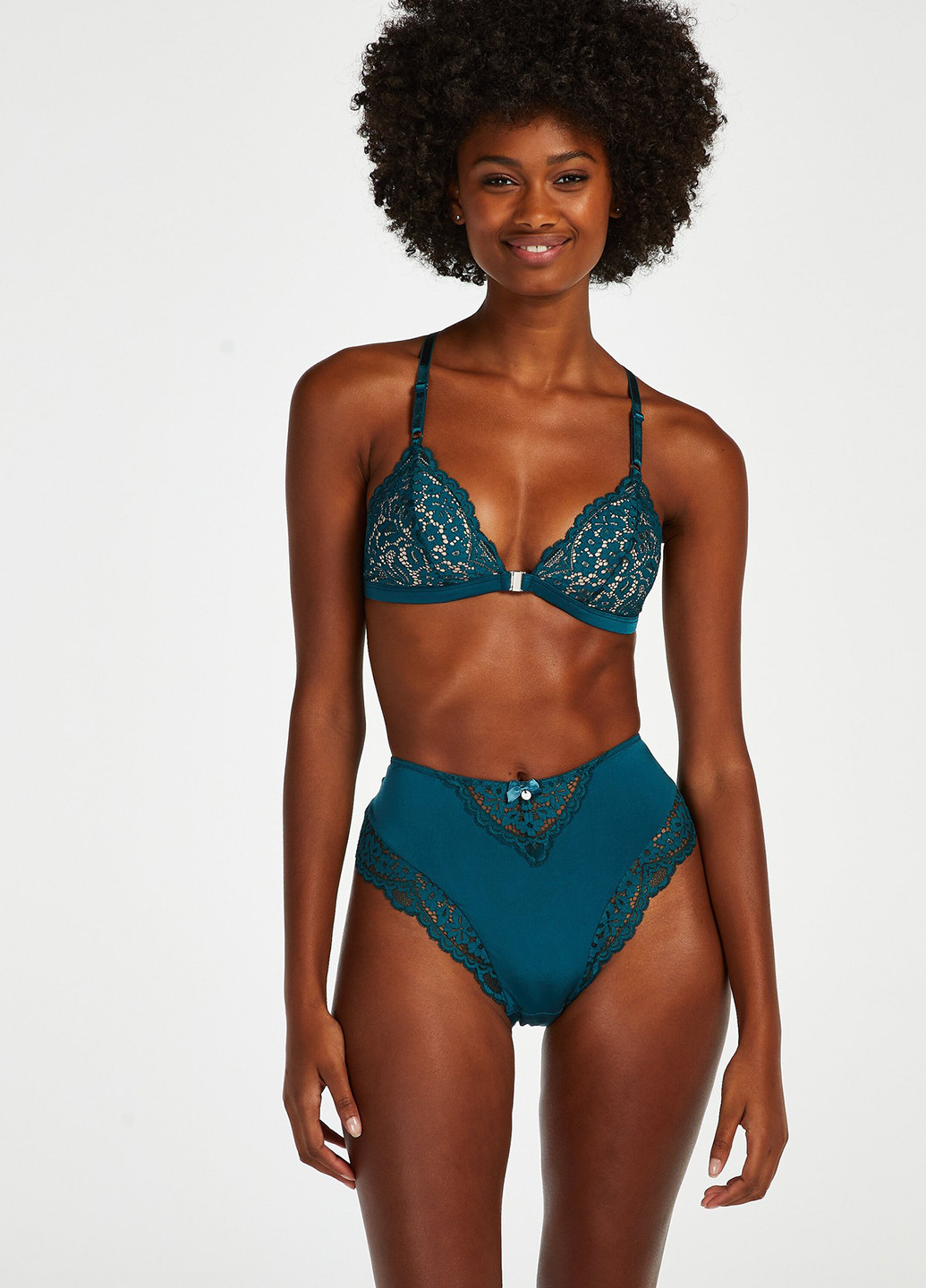 Зелёный триэнджел бюстгальтер Hunkemoller без косточек кружево, полиамид