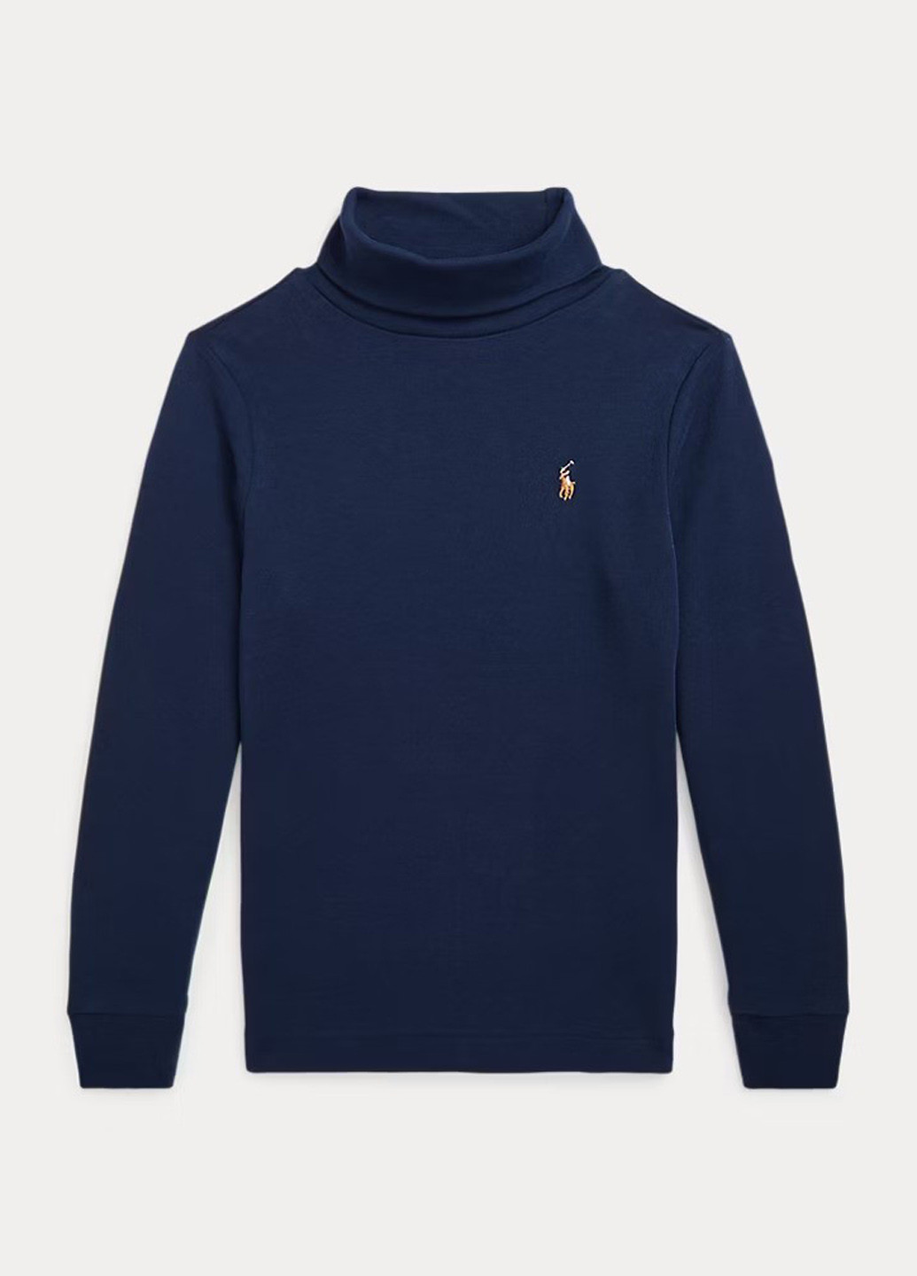 Синий демисезонный кэжуал лонгслив Ralph Lauren однотонный