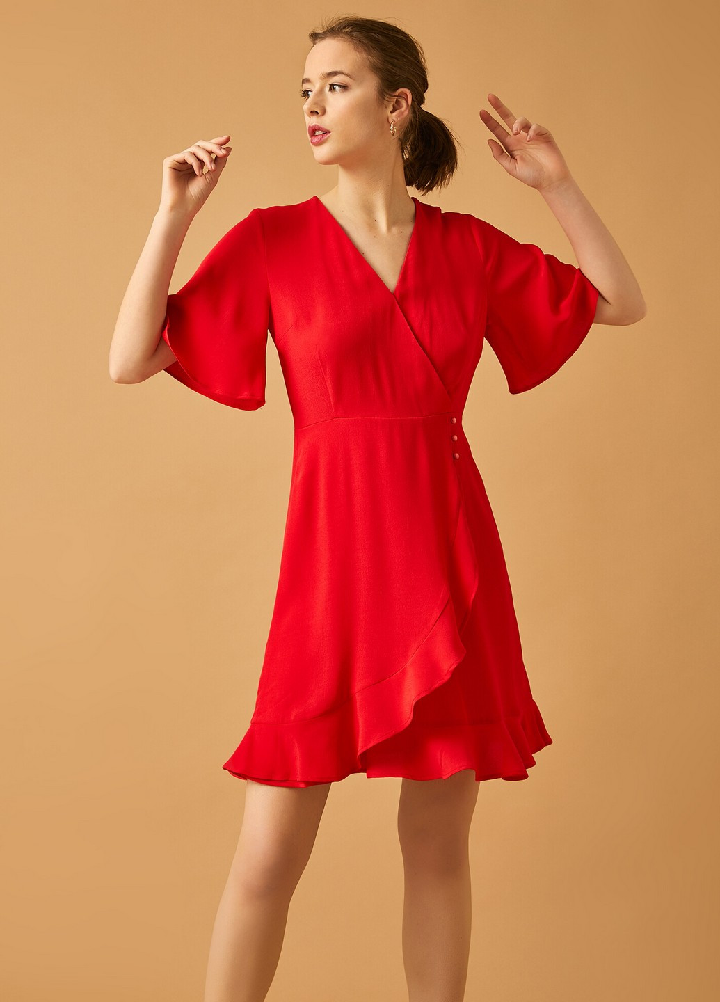 Червона кежуал сукня на запах KOTON однотонна