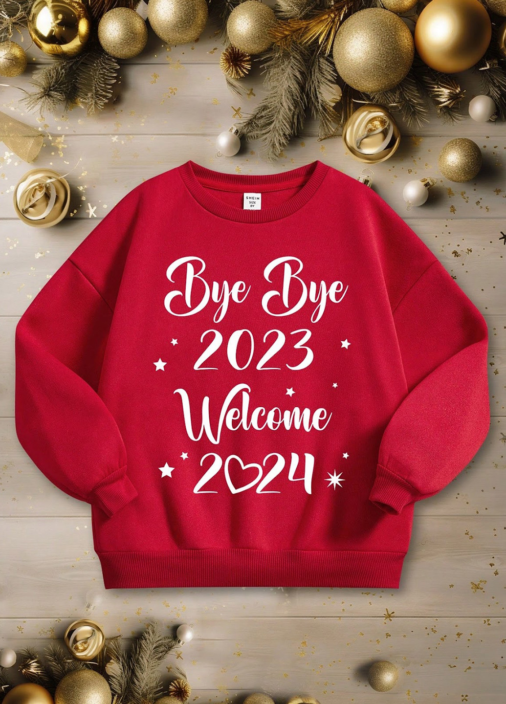 SHEIN світшот напис червоний спортивний, кежуал тринитка з начосом, поліестер