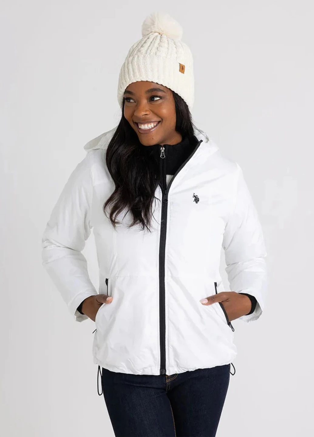 Белая демисезонная куртка U.S. Polo Assn.