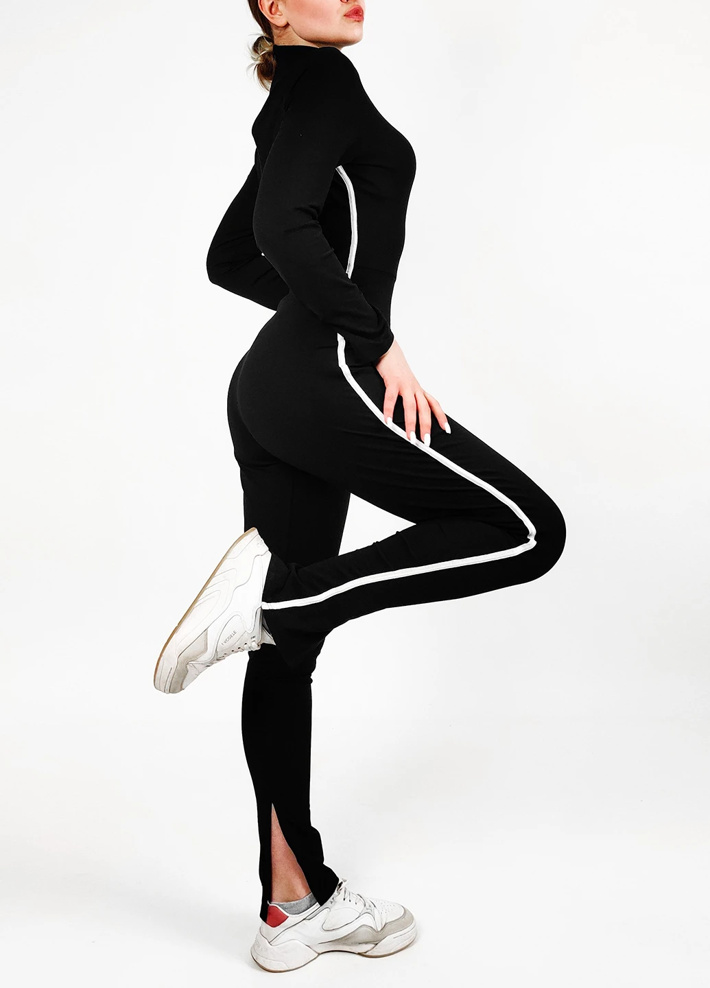 Комбінезон PrettyLittleThing комбінезон-брюки однотонний чорний спортивний поліестер, трикотаж