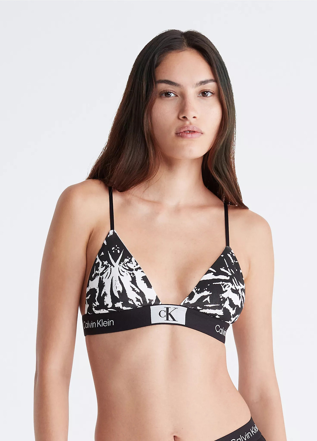 Черно-белый демисезонный комплект (бюстгальтер, трусики) Calvin Klein