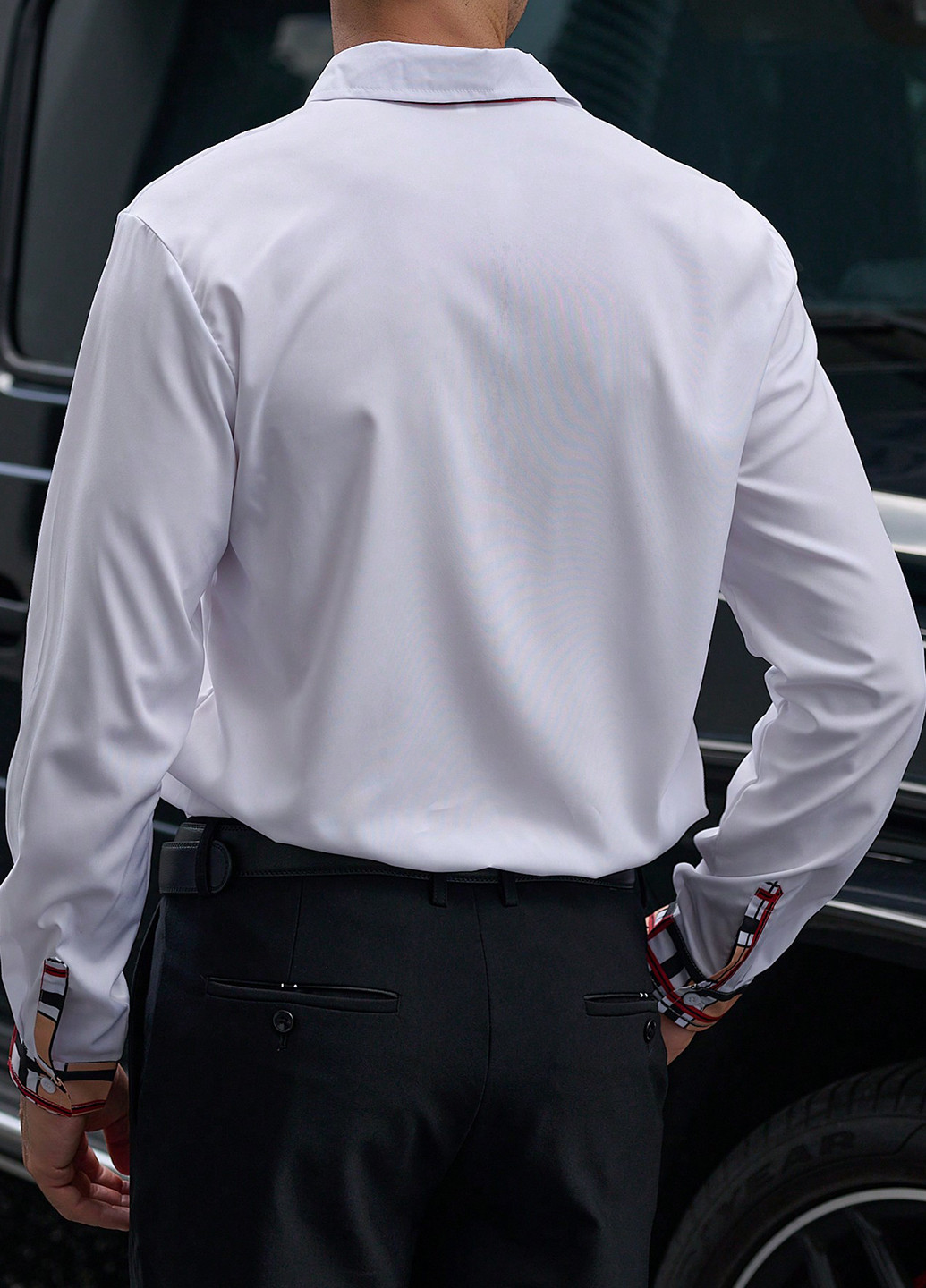 Белая классическая, кэжуал рубашка однотонная SHEIN