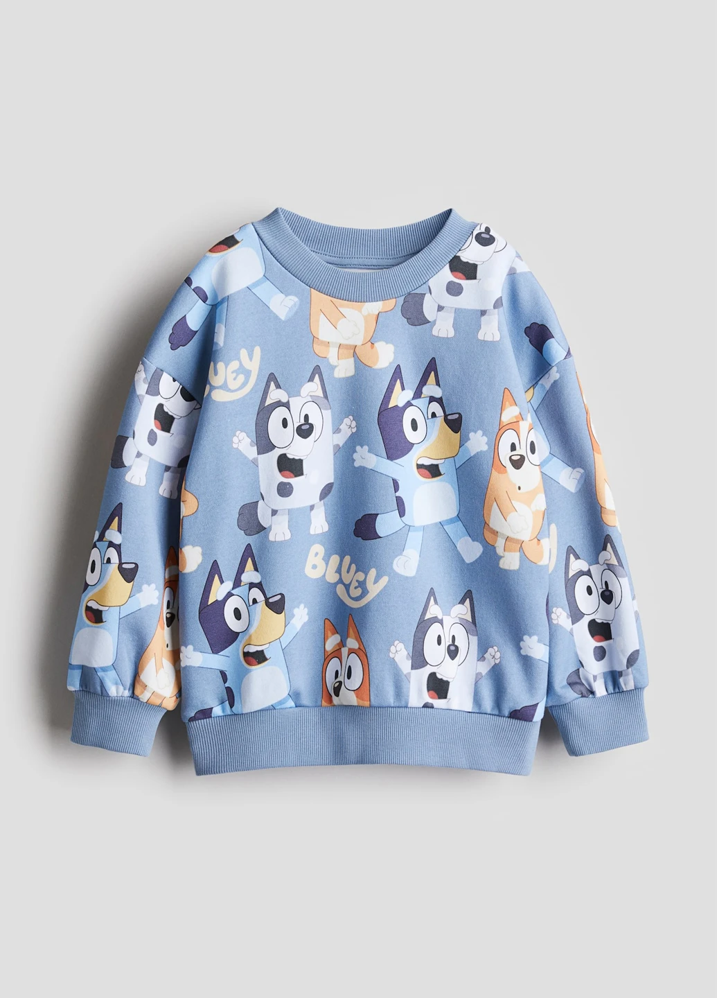 Блакитний світшот H&M малюнок без декору (369791872)