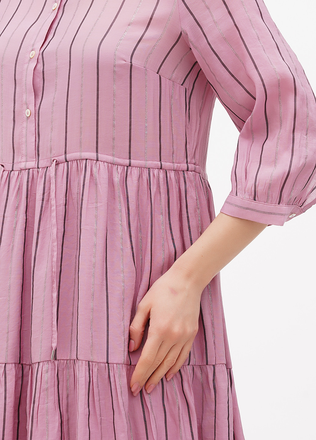 Розовое кэжуал платье рубашка S.Oliver в полоску