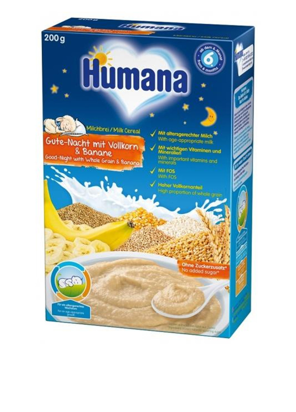 Каша молочная цельнозерновая с бананом Сладкие сны, 200 г Humana (131406483)