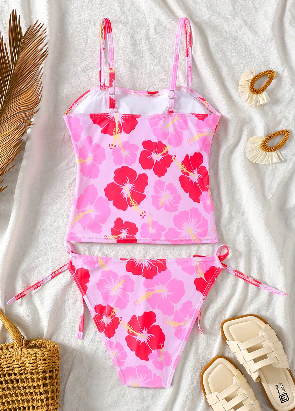 Рожевий літній купальник (ліф, трусики) танкіні, роздільний SHEIN