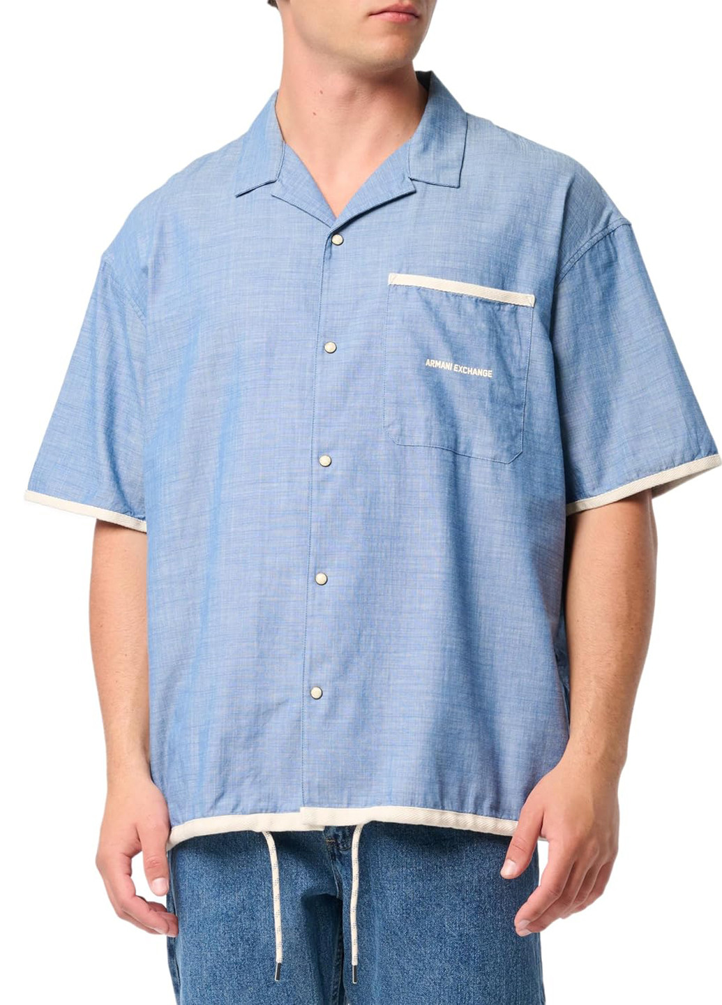 Синяя кэжуал рубашка меланж Armani Exchange