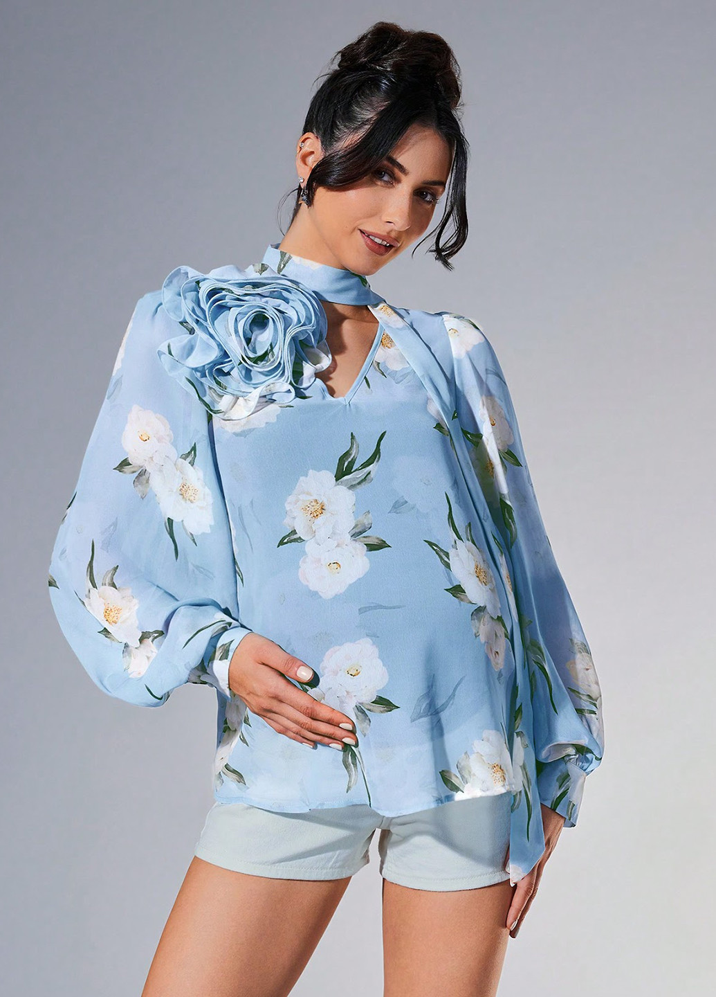 Голубая блуза для беременных SHEIN