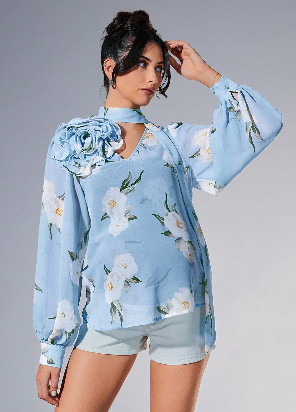 Голубая блуза для беременных SHEIN