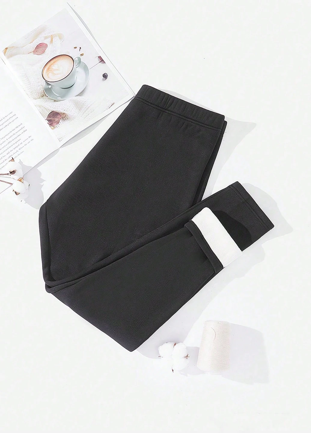 Черные зимние леггинсы SHEIN