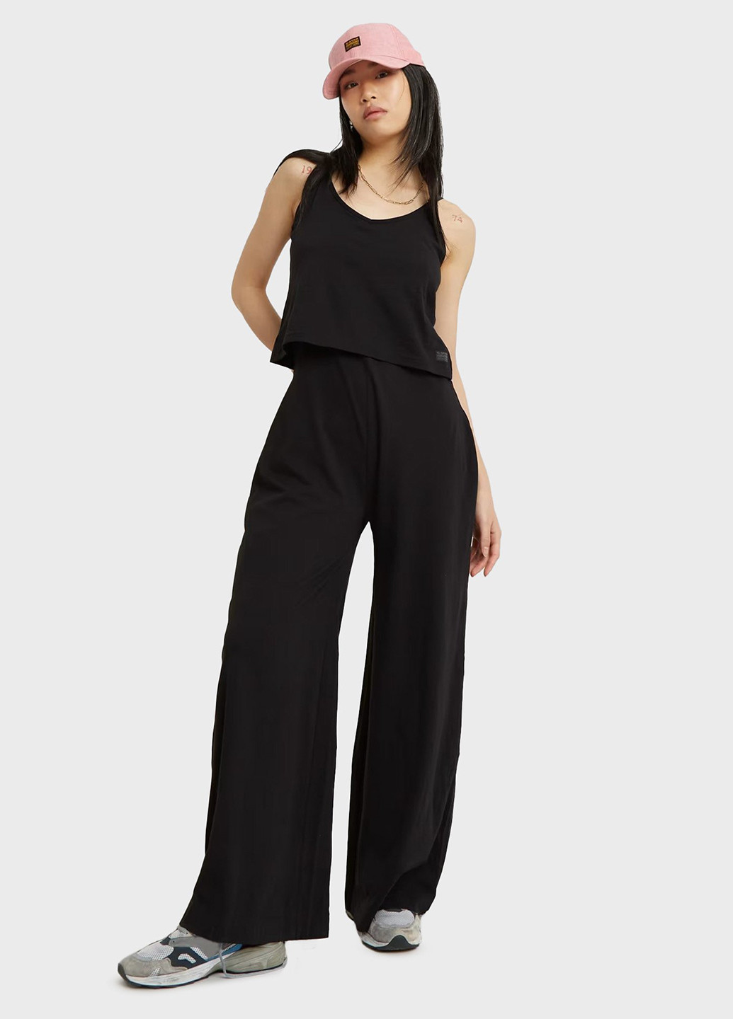 Комбинезон G-Star Raw комбинезон-брюки однотонный чёрный кэжуал хлопок, трикотаж