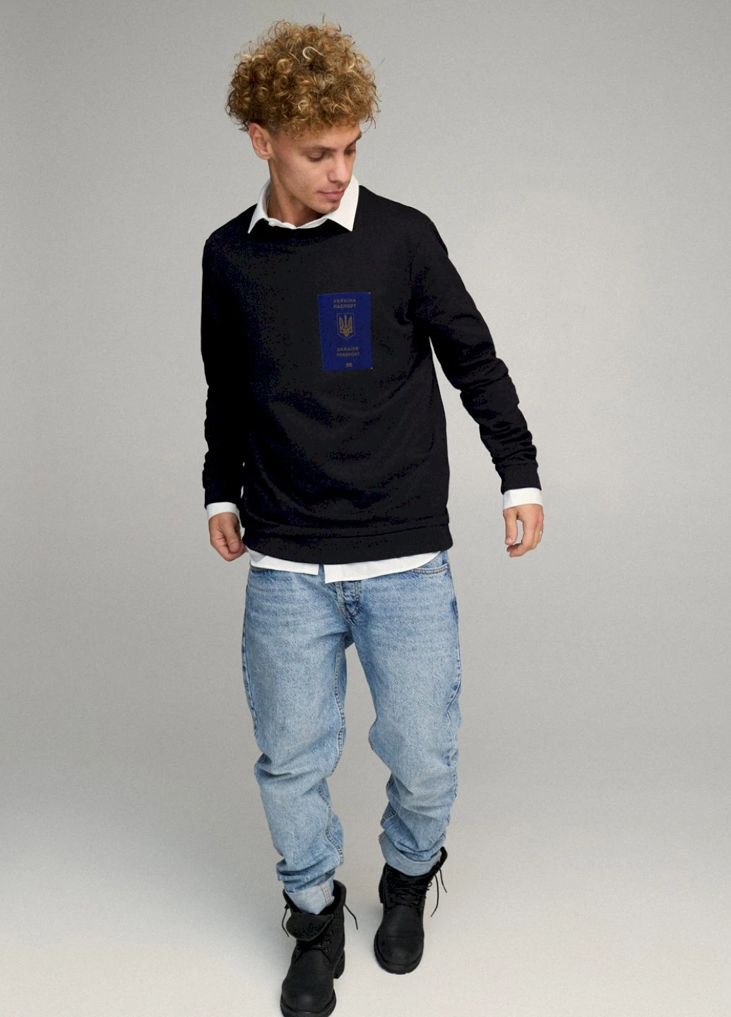 Чорний свитшот мужской oversize /no flis/ YAPPI малюнок (254557749)