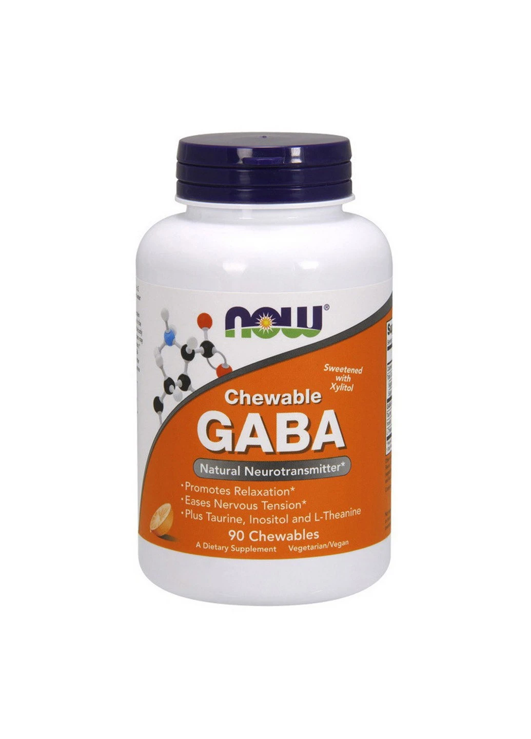 ГАМК GABA Chewable 500 мг (90 жуйок) нау фудс гамма-аміномасляна кислота Апельсин Now Foods (255363080)