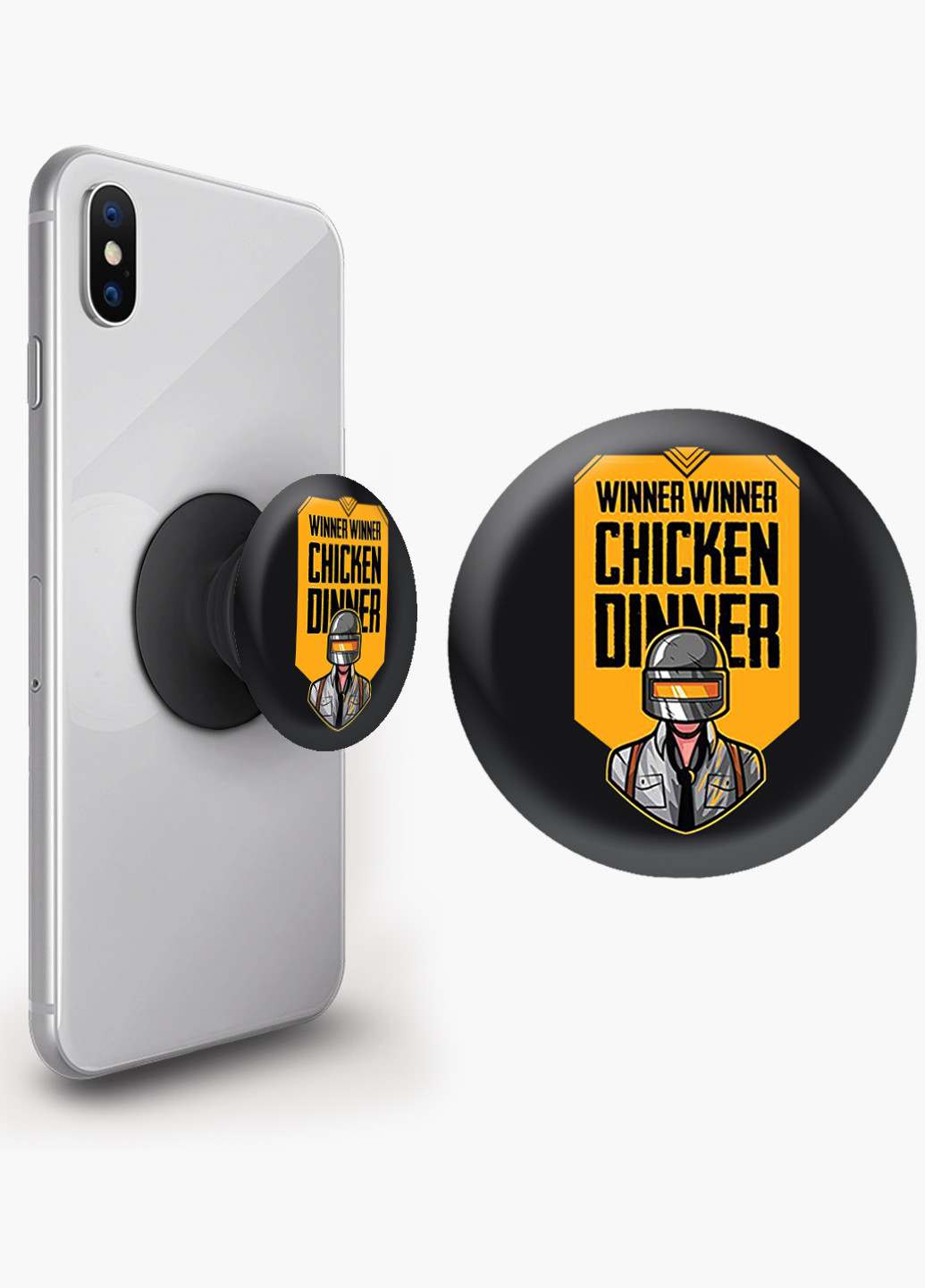 Попсокет (Popsockets) тримач для смартфону Пубг Пабг (Pubg) (8754-1182) Чорний MobiPrint (216748458)