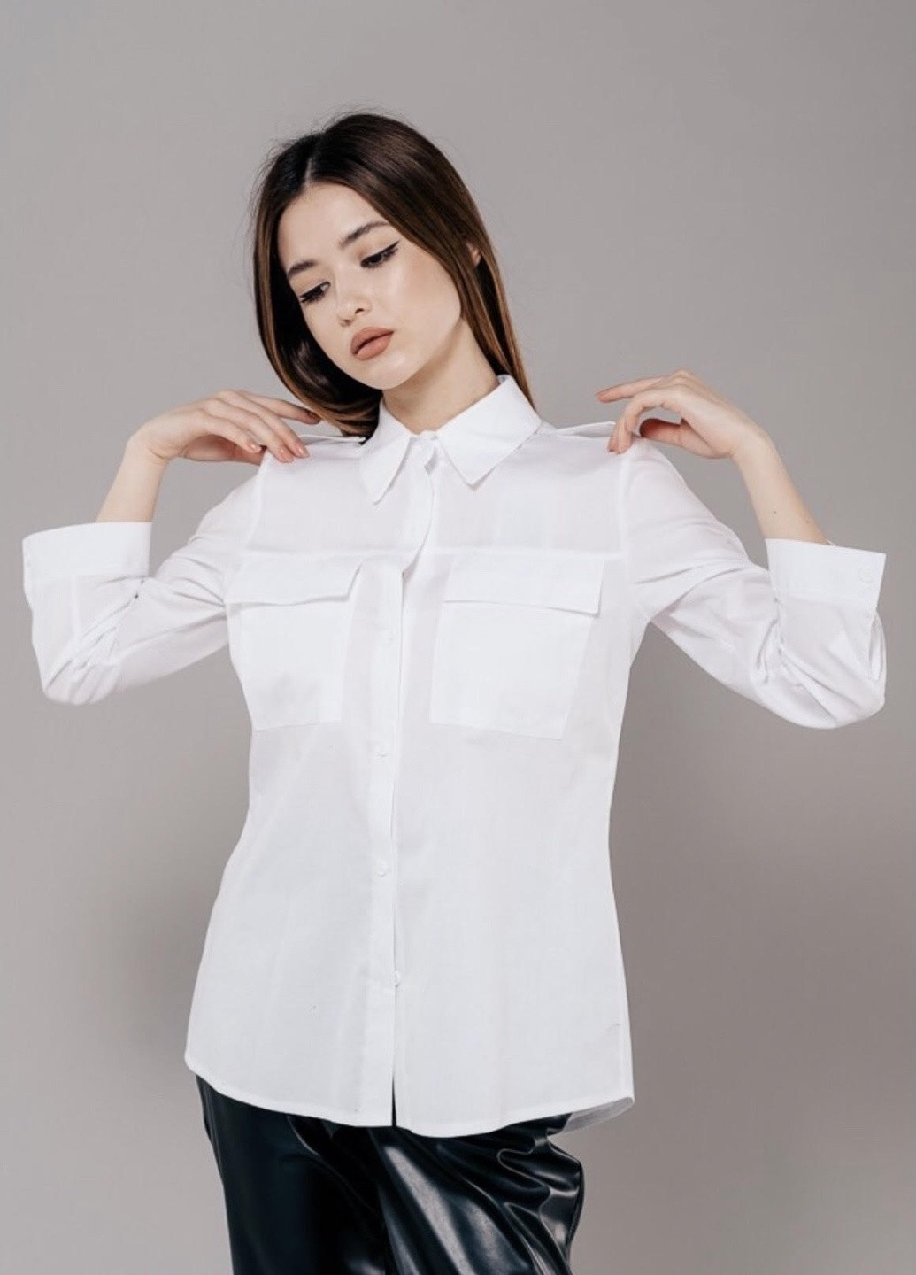 Белая кэжуал рубашка однотонная Arjen