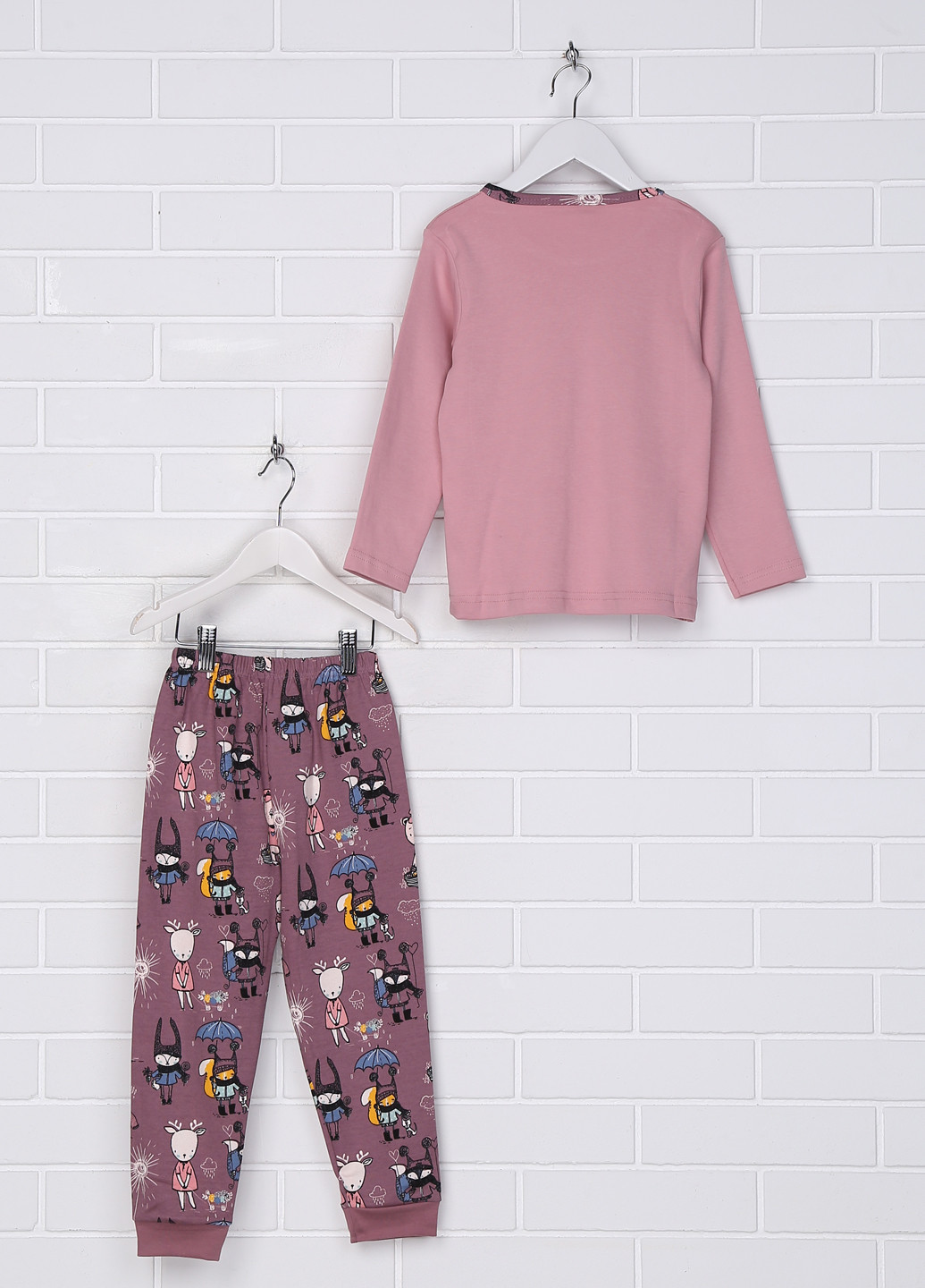 Рожева всесезон піжама (лонгслів, брюки) лонгслив + брюки Vitmo baby