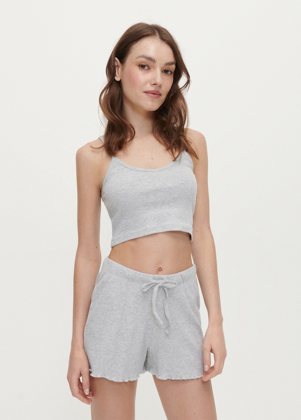 Серая всесезон пижама (топ, шорты) топ + шорты House