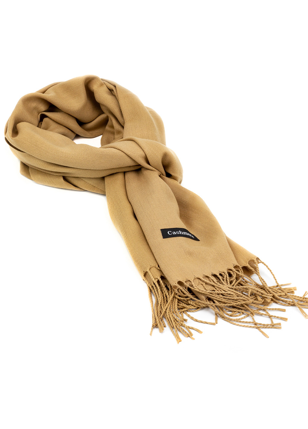 Женский кашемировый шарф Cashmere S90003 однотонный бежевый кэжуал