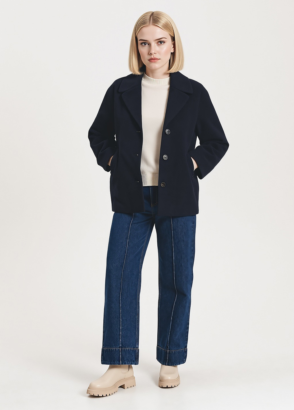 Індиго Кежуал напівпальто однобортне Reserved однотонне