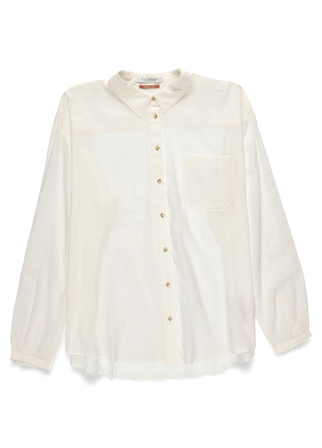 Молочная кэжуал рубашка однотонная Scotch & Soda
