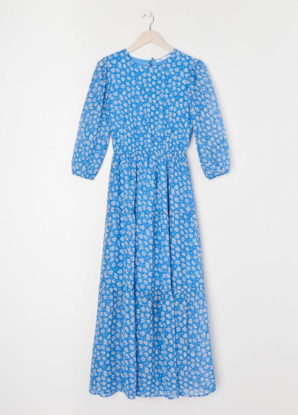 Синее кэжуал платье а-силуэт Sinsay с цветочным принтом