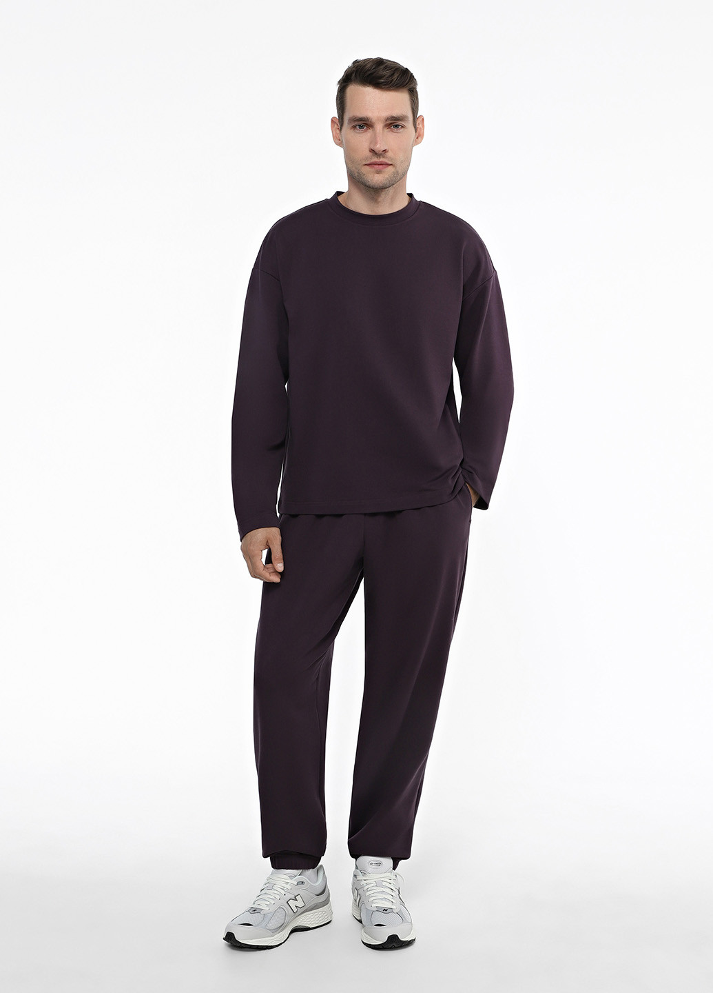 Сливовый демисезонный кэжуал лонгслив Promin однотонный