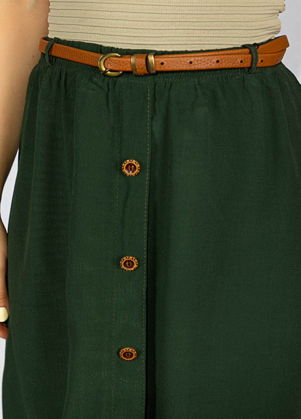 Зеленая кэжуал однотонная юбка Time of Style колокол