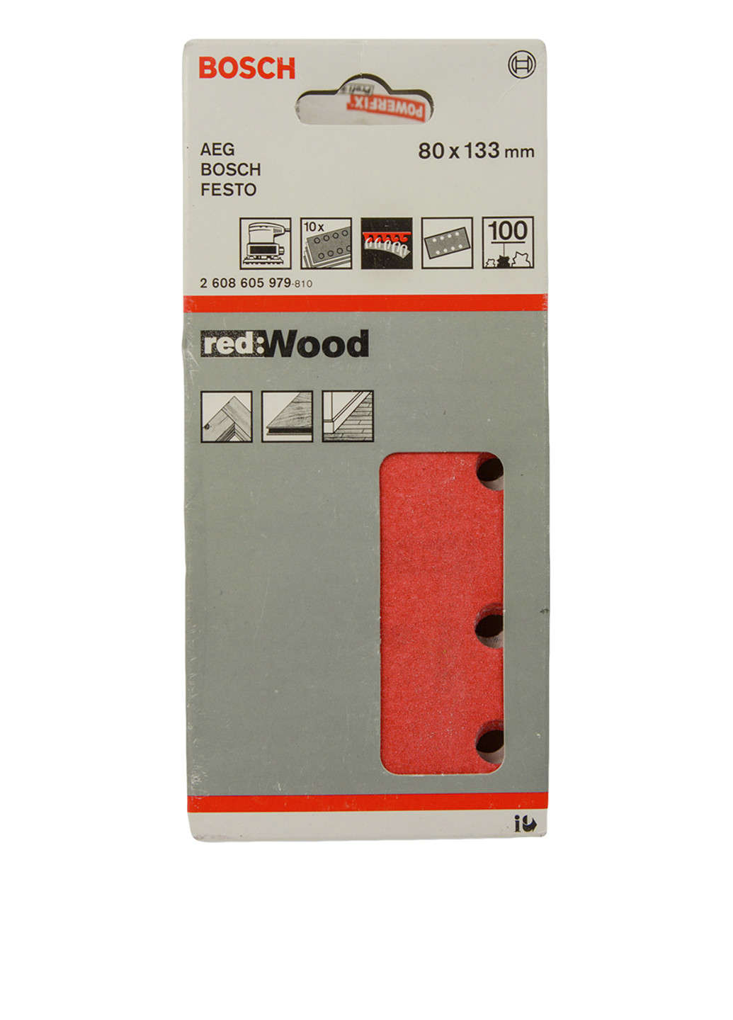 Бумага шлифовочная (10 шт.), 80х133 мм Bosch светло-красная