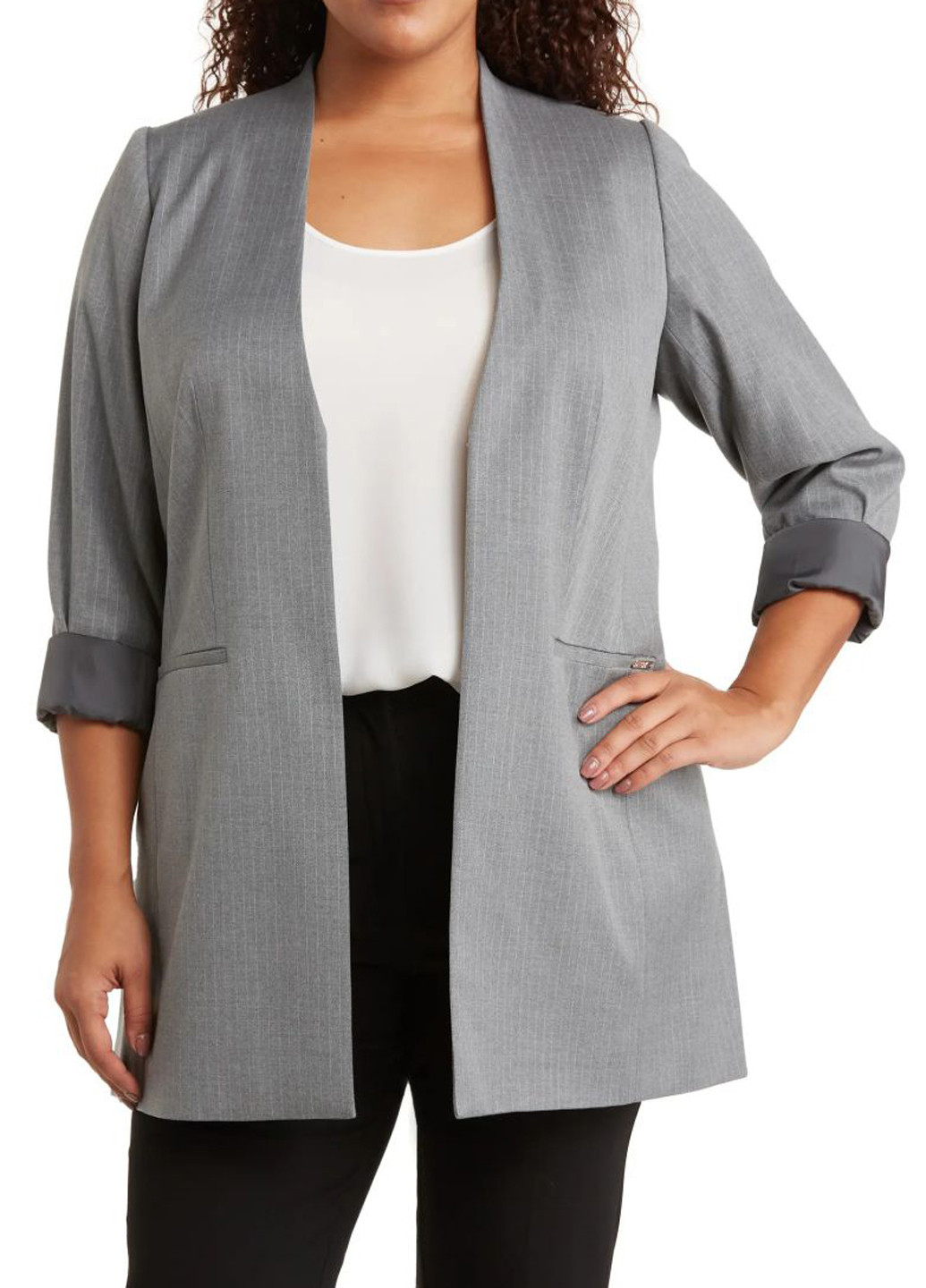 Серый женский жакет Calvin Klein полосатый - демисезонный