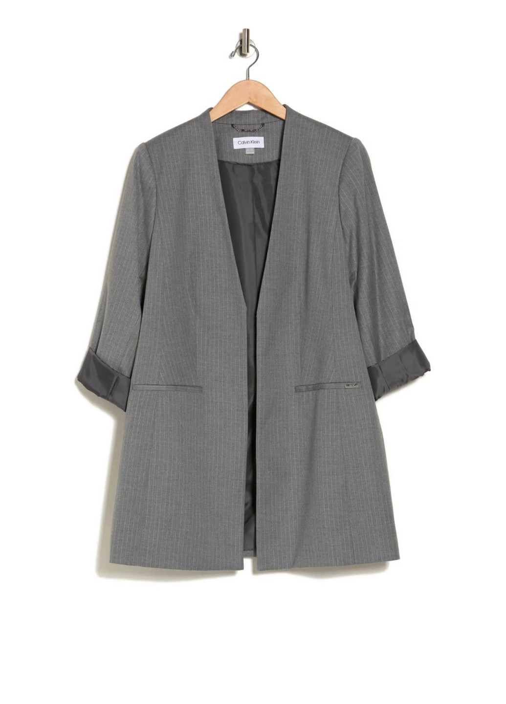 Серый женский жакет Calvin Klein полосатый - демисезонный