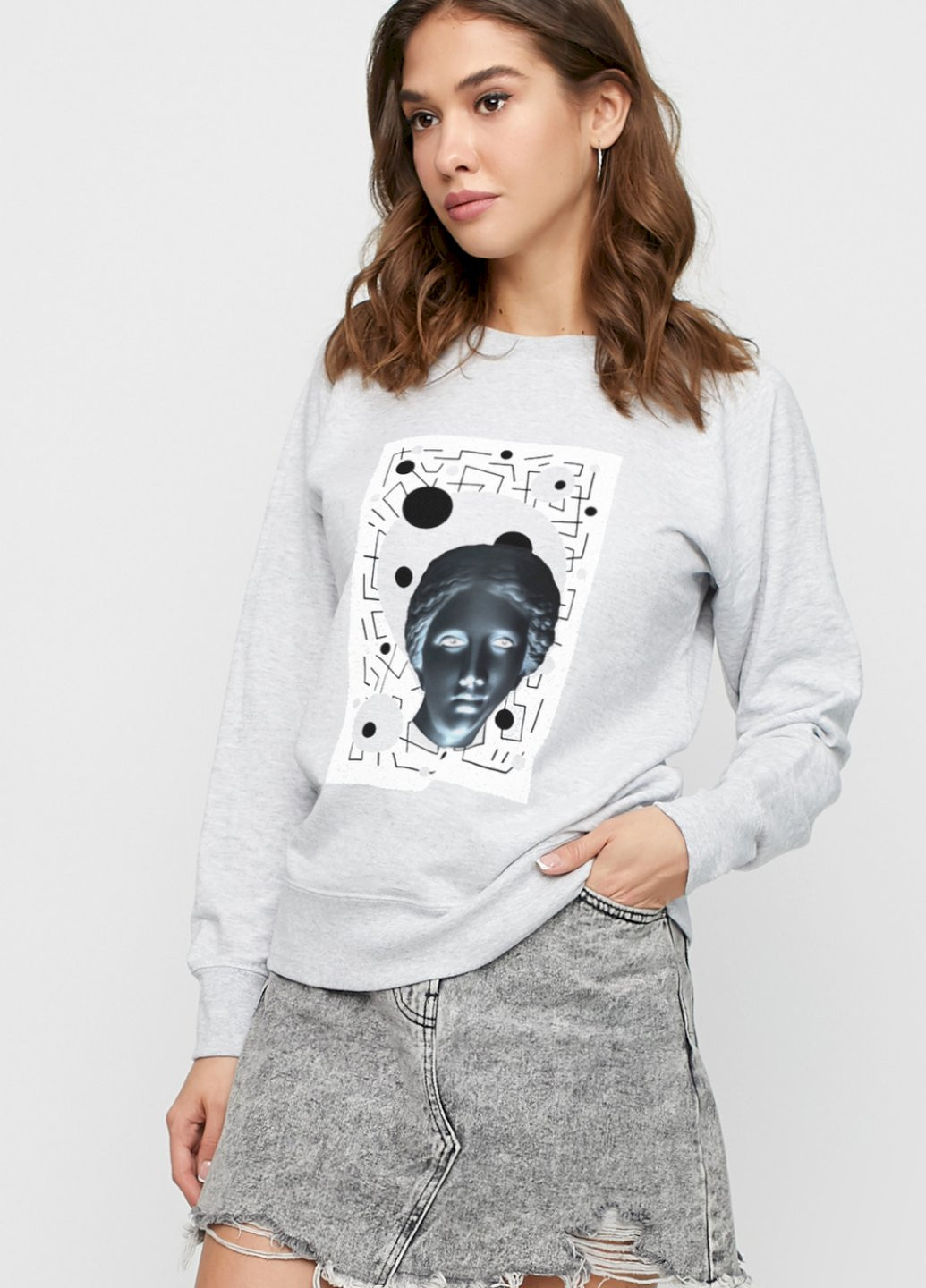 Сірий світшот жіночий /no flis/ YAPPI малюнок (251467799)