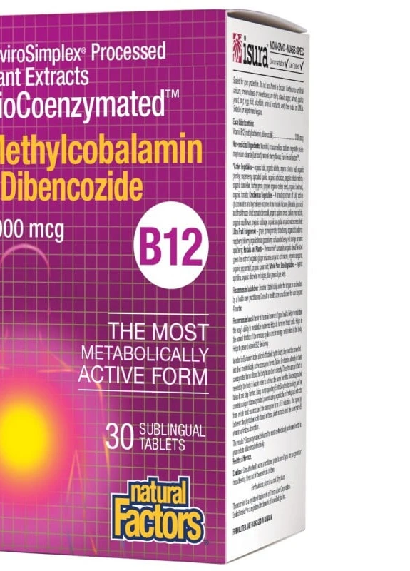 Вітамін BioCoenzymated, B12, Methylcobalamin & Dibencozide, 3,000 mcg, 30 Chewable Tablets Natural Factors (256027840)