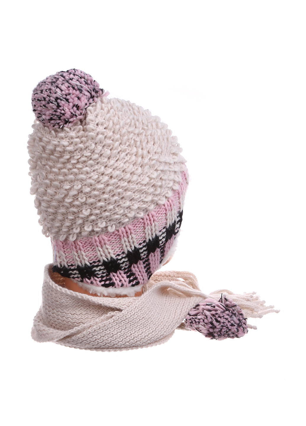 Бежевый зимний комплект (шапка, шарф) Одягайко
