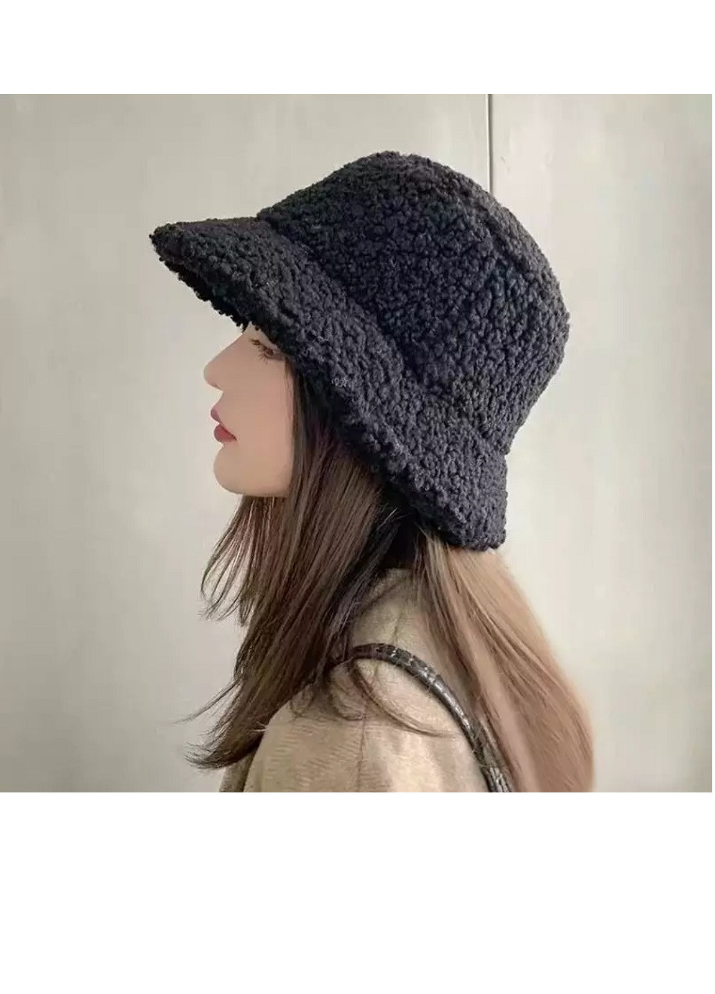 Жіноча хутрова зимова шапка панама тепла плюшева пухнаста Тедді баранчик каракуль Сірий NoName Панама (250515522)