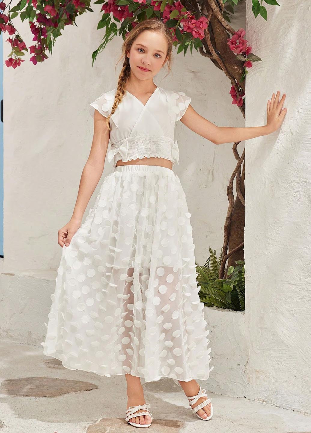 Белый летний костюм (топ, юбка) SHEIN