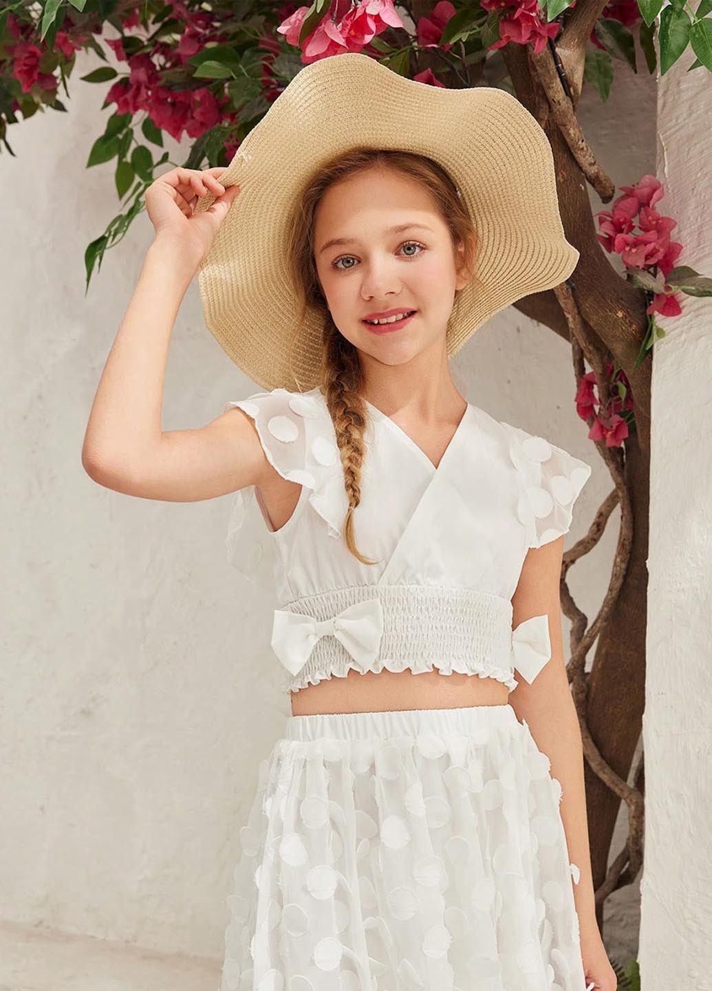 Белый летний костюм (топ, юбка) SHEIN