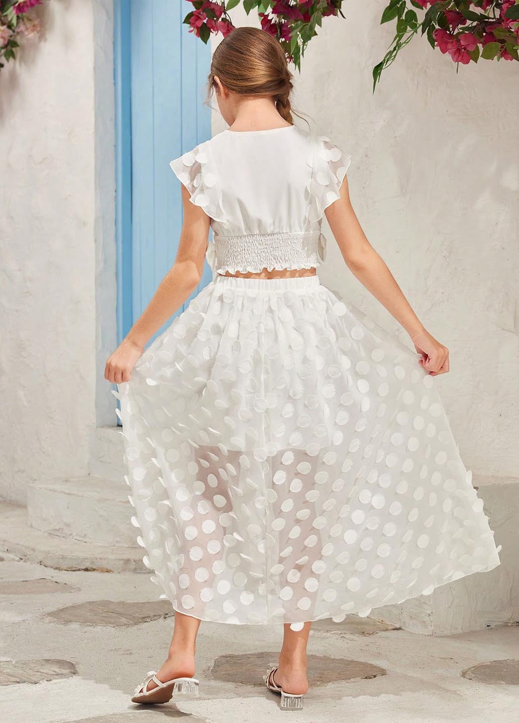 Белый летний костюм (топ, юбка) SHEIN