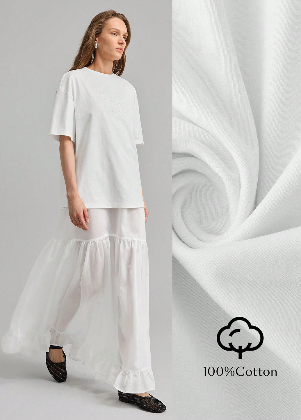 Білий літній комплект (футболка, сукня) SHEIN