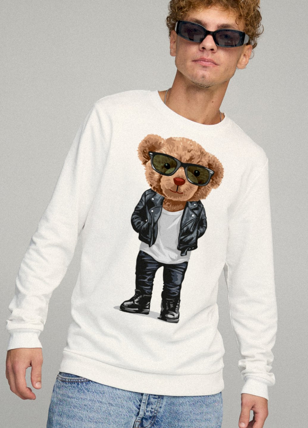 Белый свитшот мужской basic /no flis/ YAPPI рисунок (251791353)