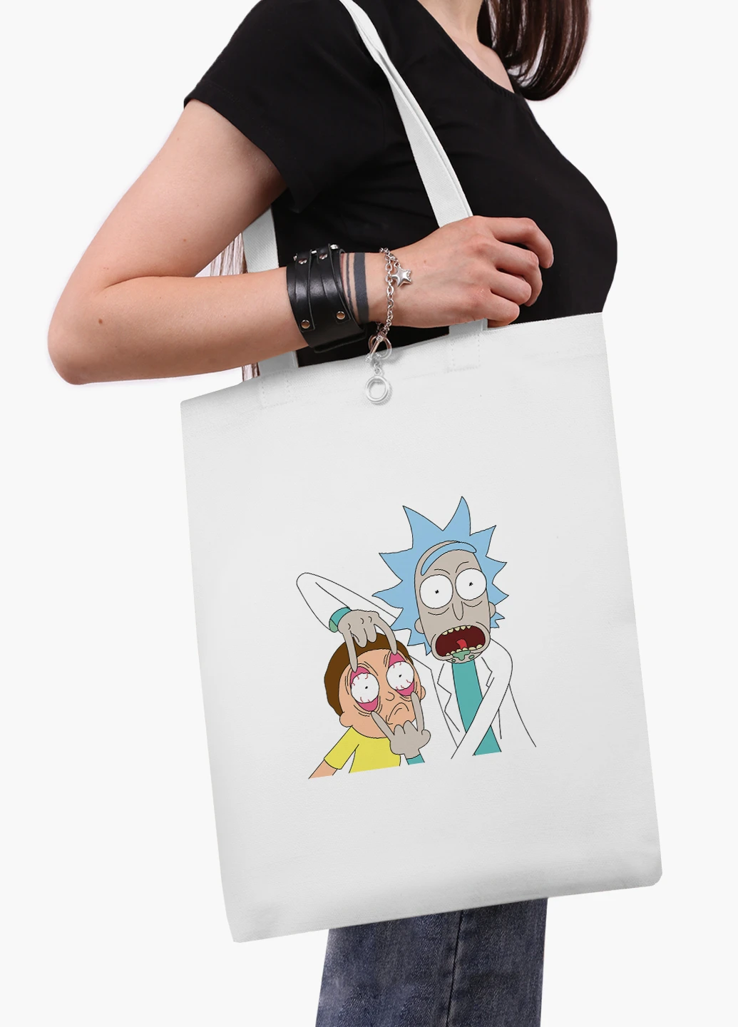 Эко сумка шоппер белая Рик и Морти (Rick and Morty) (9227-2082-WT2) Еко сумка шоппер біла 41*35 см MobiPrint (219151235)