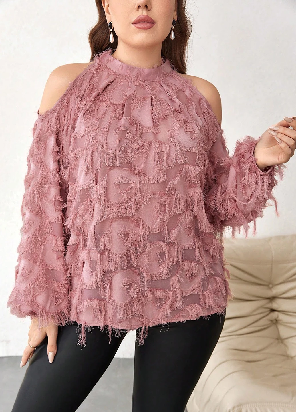 Пудровая блуза SHEIN