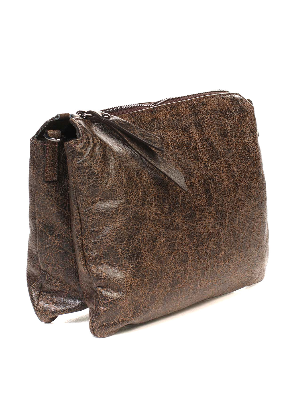 Сумка Genuine Leather кросс боди однотонная коричневая кэжуал