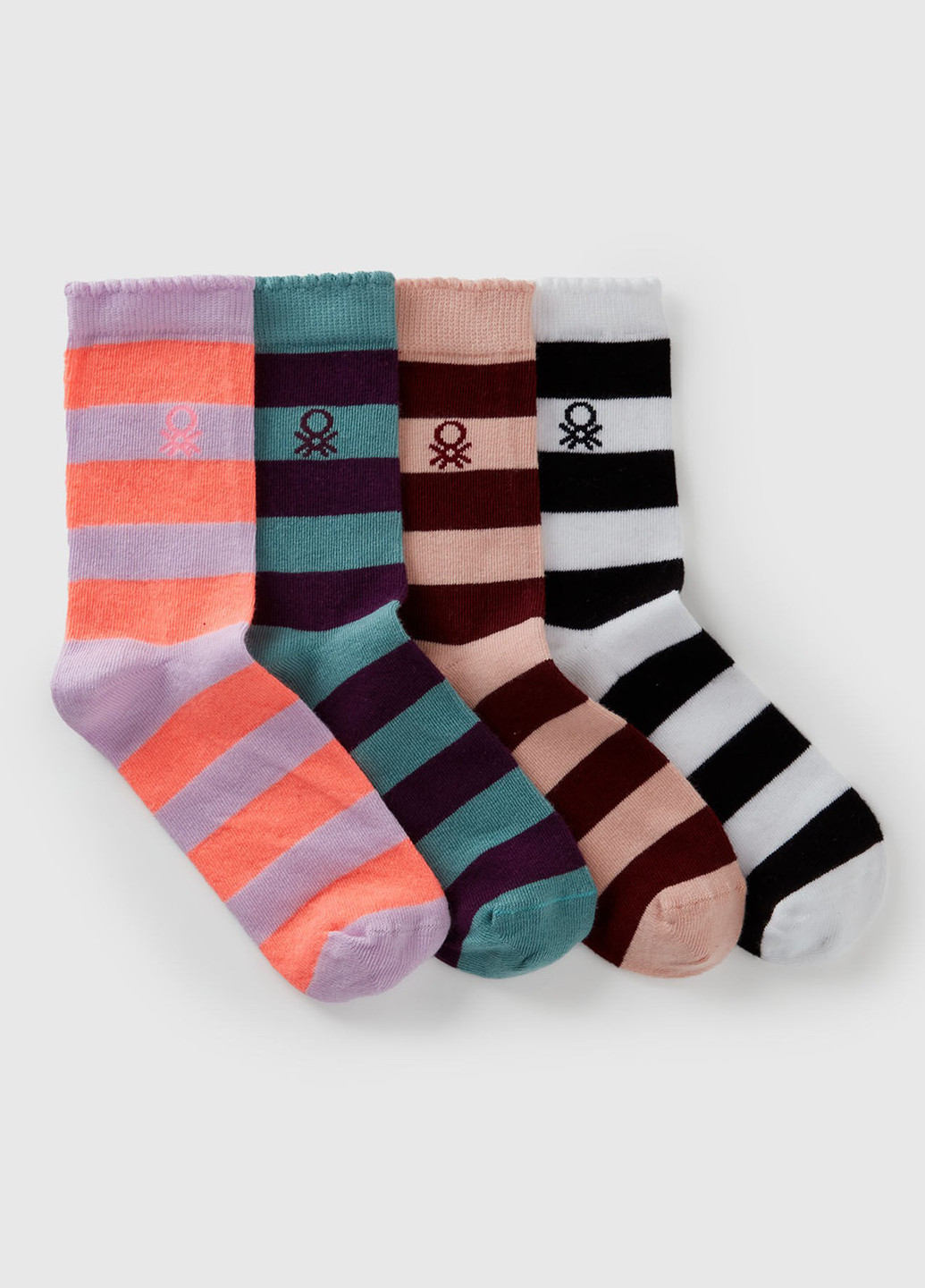 Бузкові шкарпетки (4 пари) United Colors of Benetton смужки демісезон (367063860)