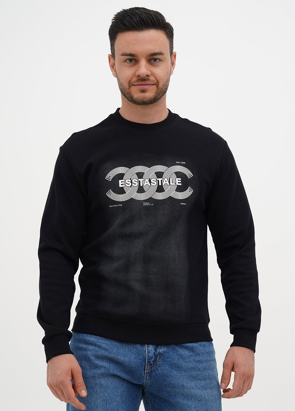 Черный свитшот Trend Collection надпись без декора (303730793)