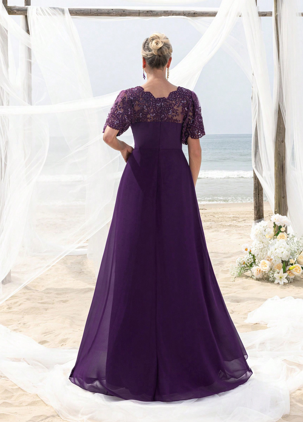 Фиолетовое праздничный, вечернее платье клеш SHEIN однотонное