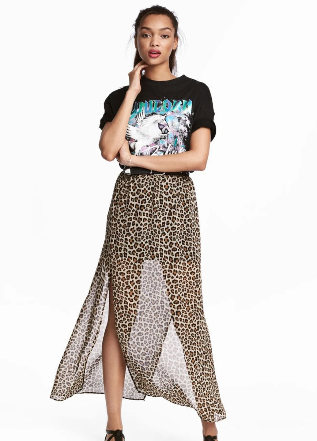 Разноцветная однотонная юбка H&M
