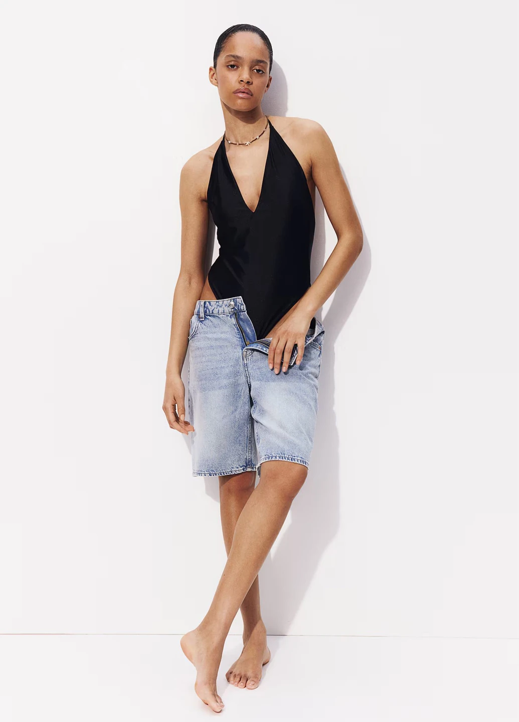 Черный летний купальник слитный, майо H&M
