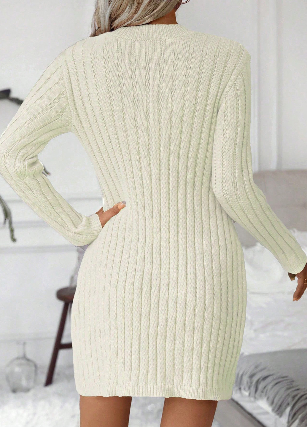 Молочна кежуал сукня сукня светр SHEIN однотонна